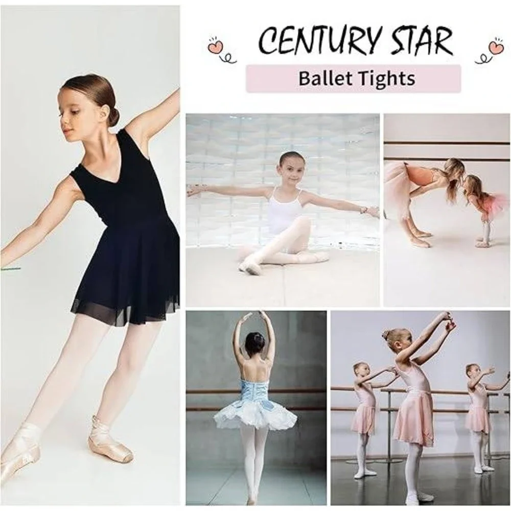 Century Star 4 Pairs Nude‎ 3-6Y Tights for Girls-Soft Footed Ballet Dance Toddle